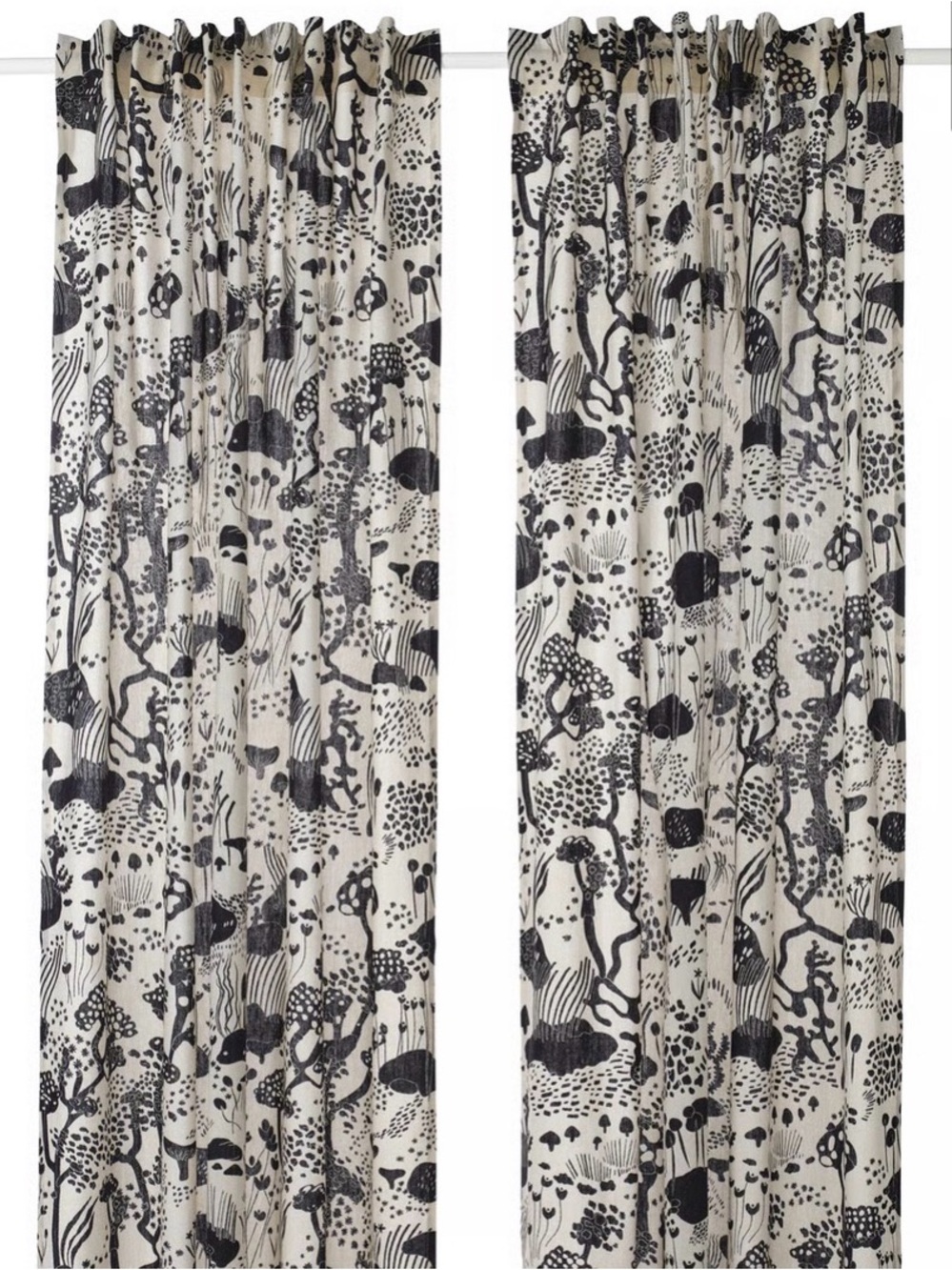 IKEA Black and White Printed Curtains